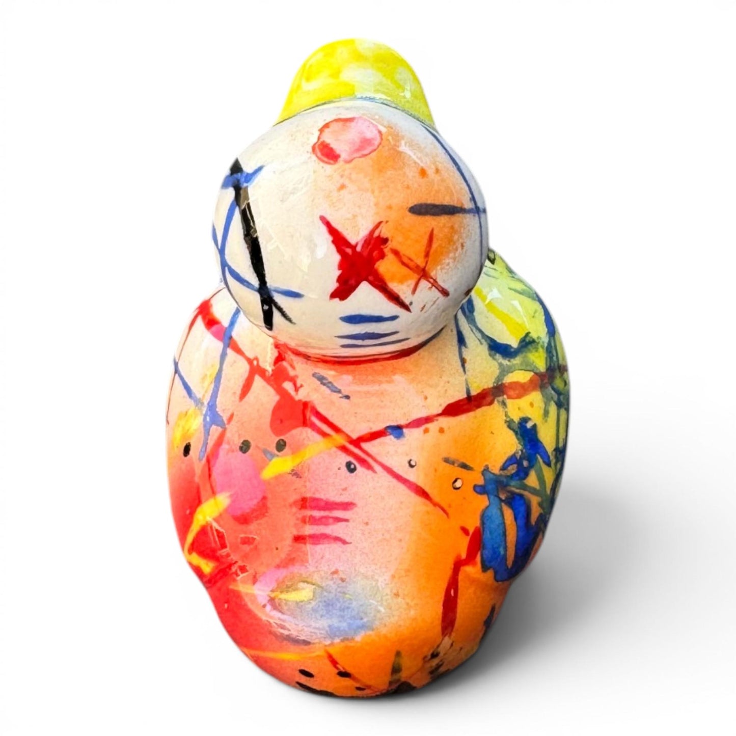Yellow Star | Hand-Painted Pop Art Ceramic Duck | Original Punk Art by Legend