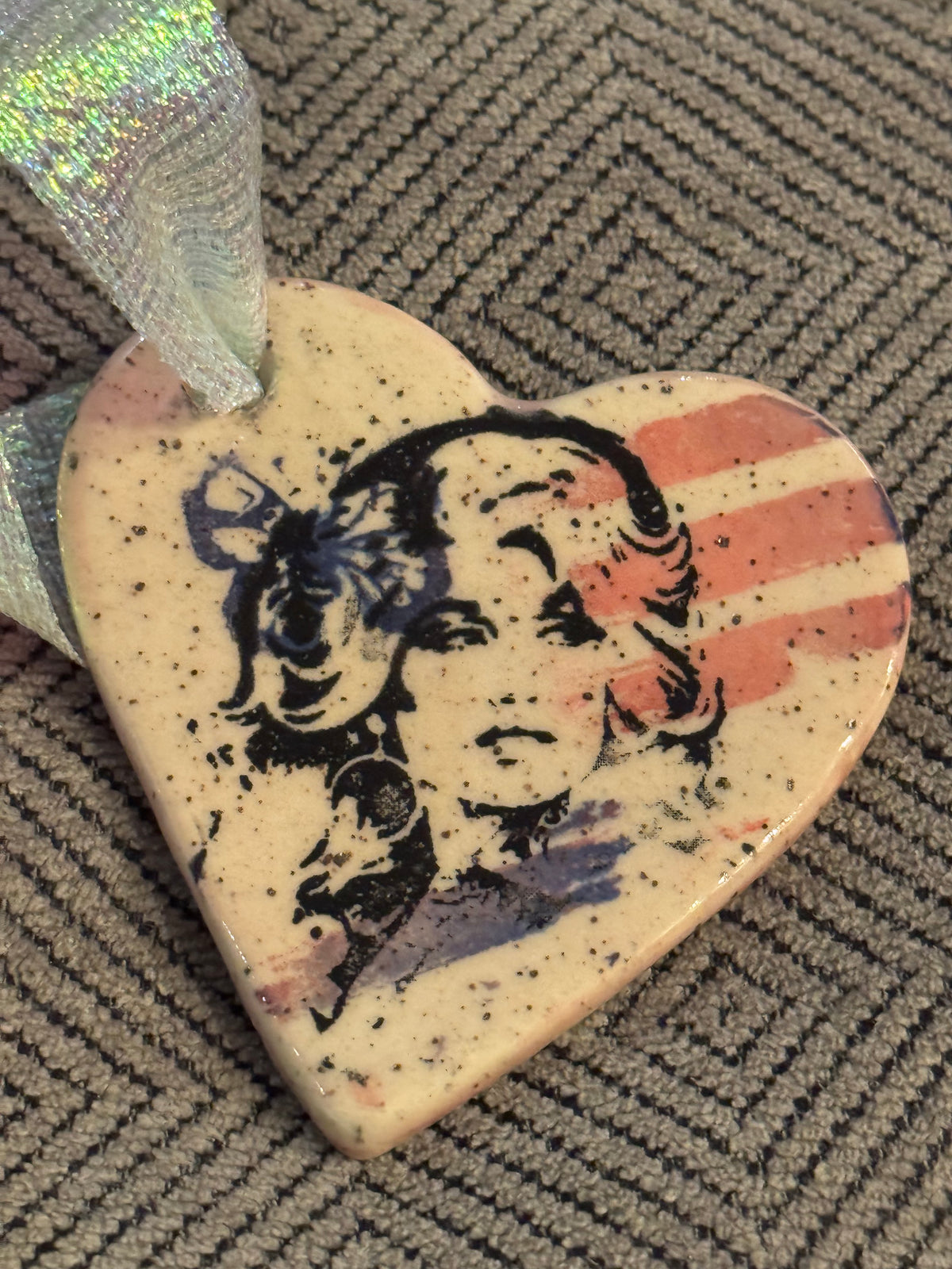 Dolly Parton Pop Art Stoneware Heart Ornament