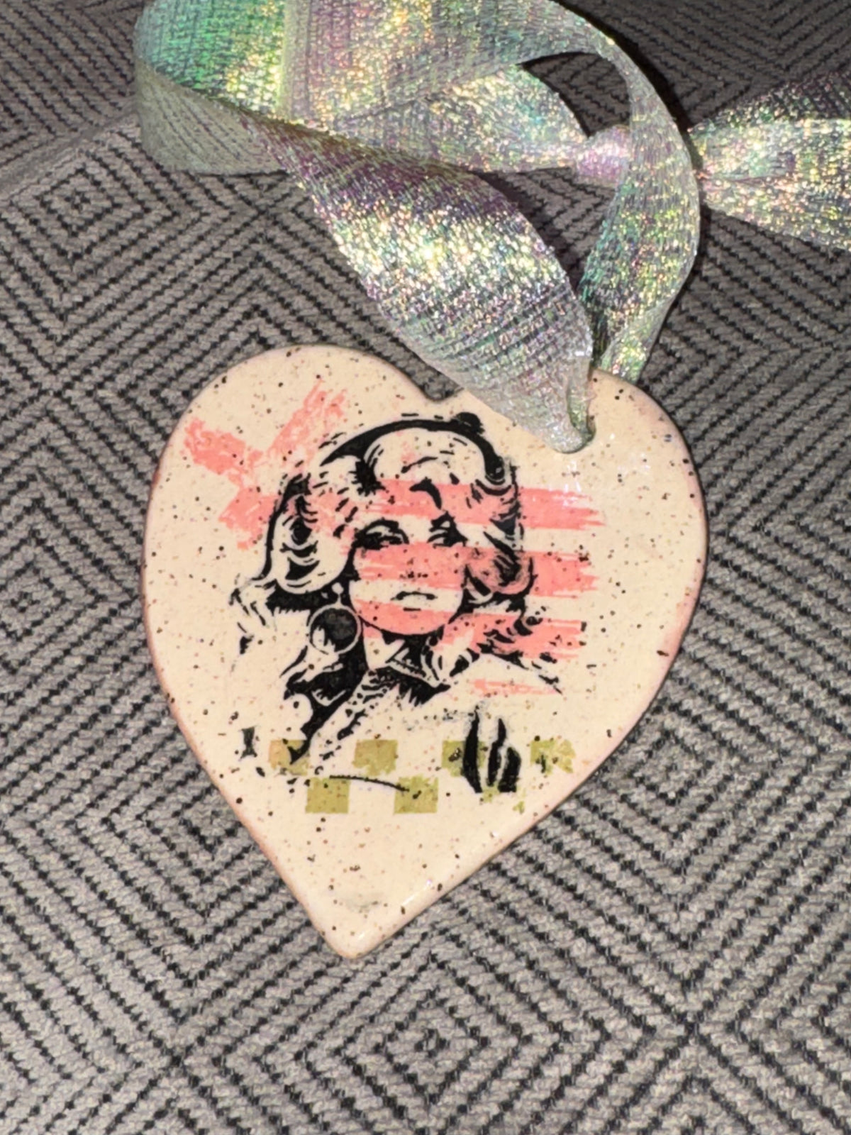 Dolly Parton Pop Art Stoneware Heart Ornament