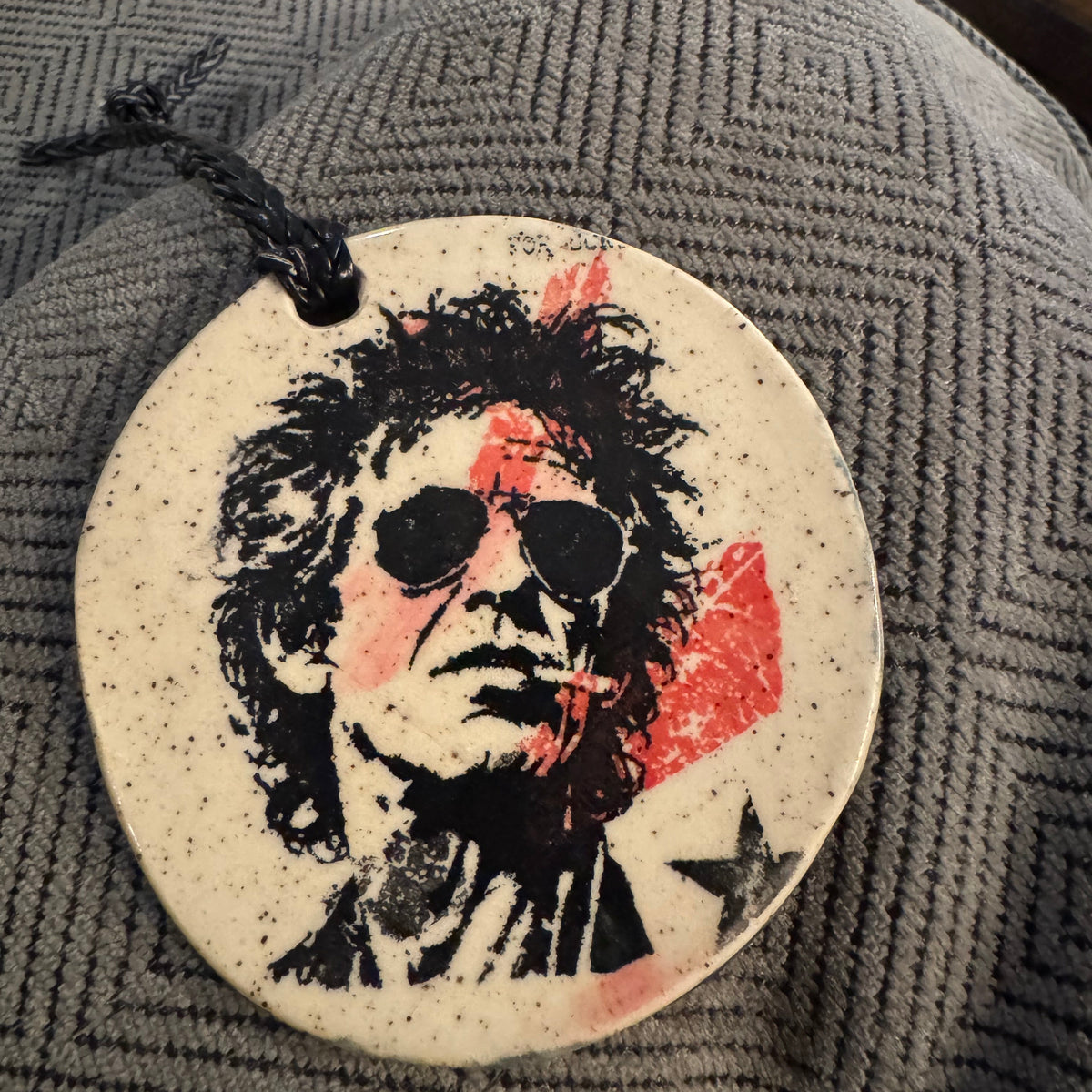 Rock & Roll Screen Printed Ceramic Christmas Ornament
