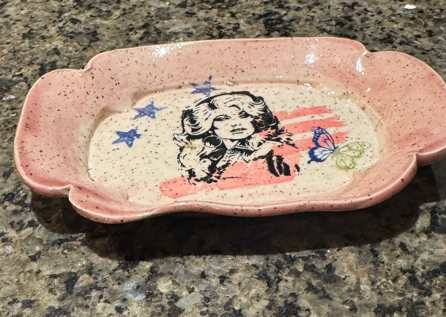 Dolly Pop Art 6.5” Speckled Ceramic Trinket Tray