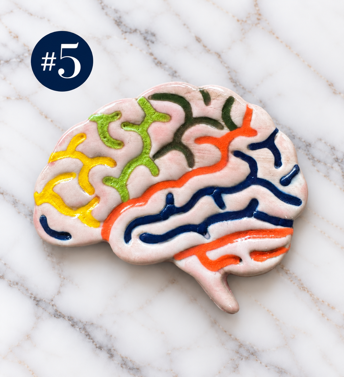 Handmade Ceramic Brain Magnet | Colorful Stoneware Refrigerator Magnet