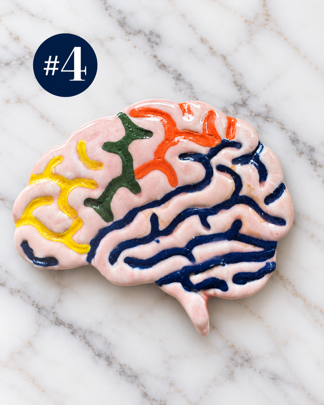 Handmade Ceramic Brain Magnet | Colorful Stoneware Refrigerator Magnet