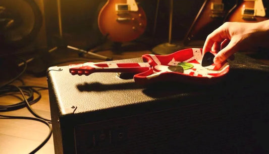 Guitar Shaped Ceramic Rolling Tray | Rock Inspired Handmade Stoneware | Desk Catchall