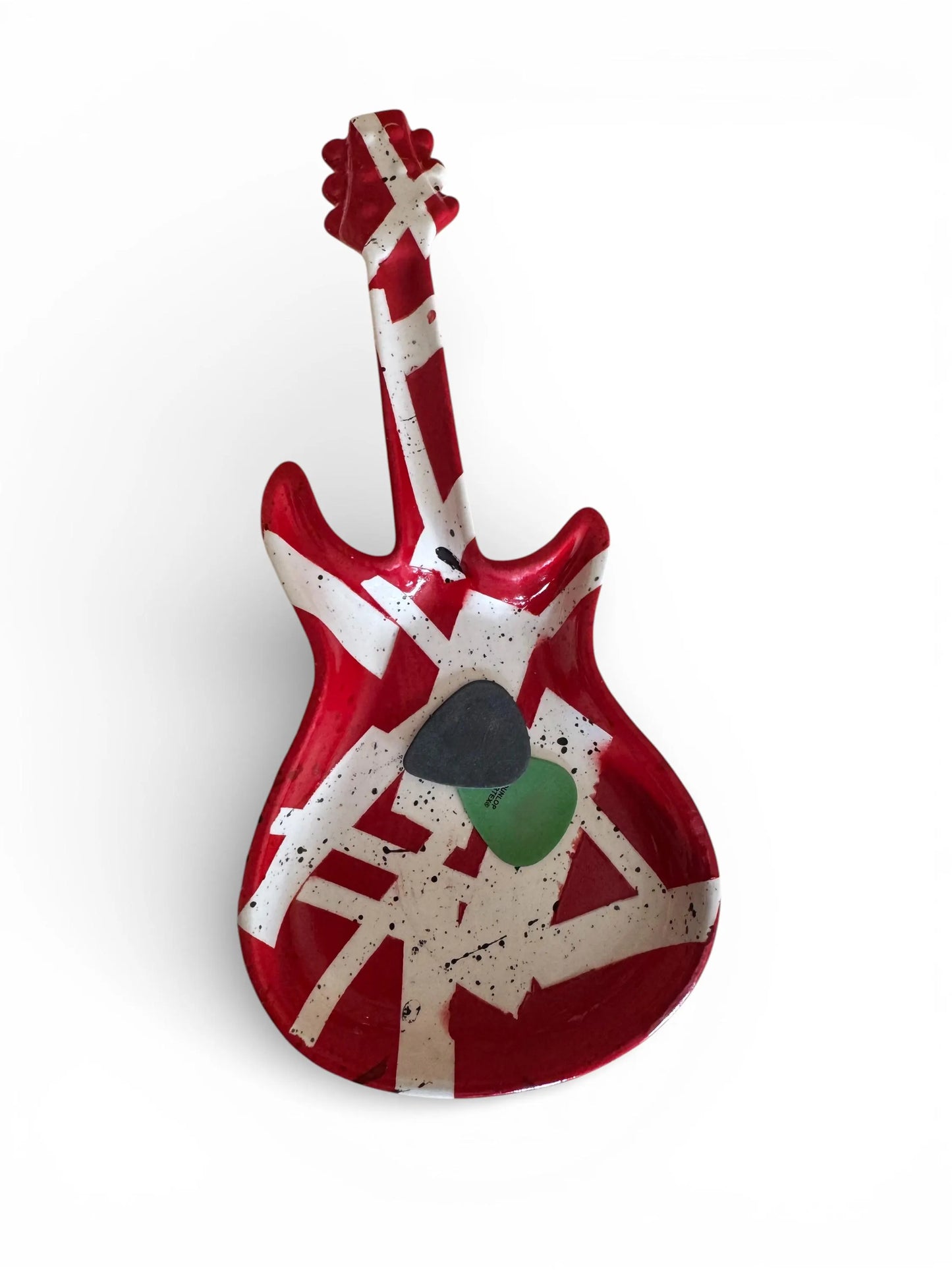 Guitar Shaped Ceramic Rolling Tray | Rock Inspired Handmade Stoneware | Desk Catchall