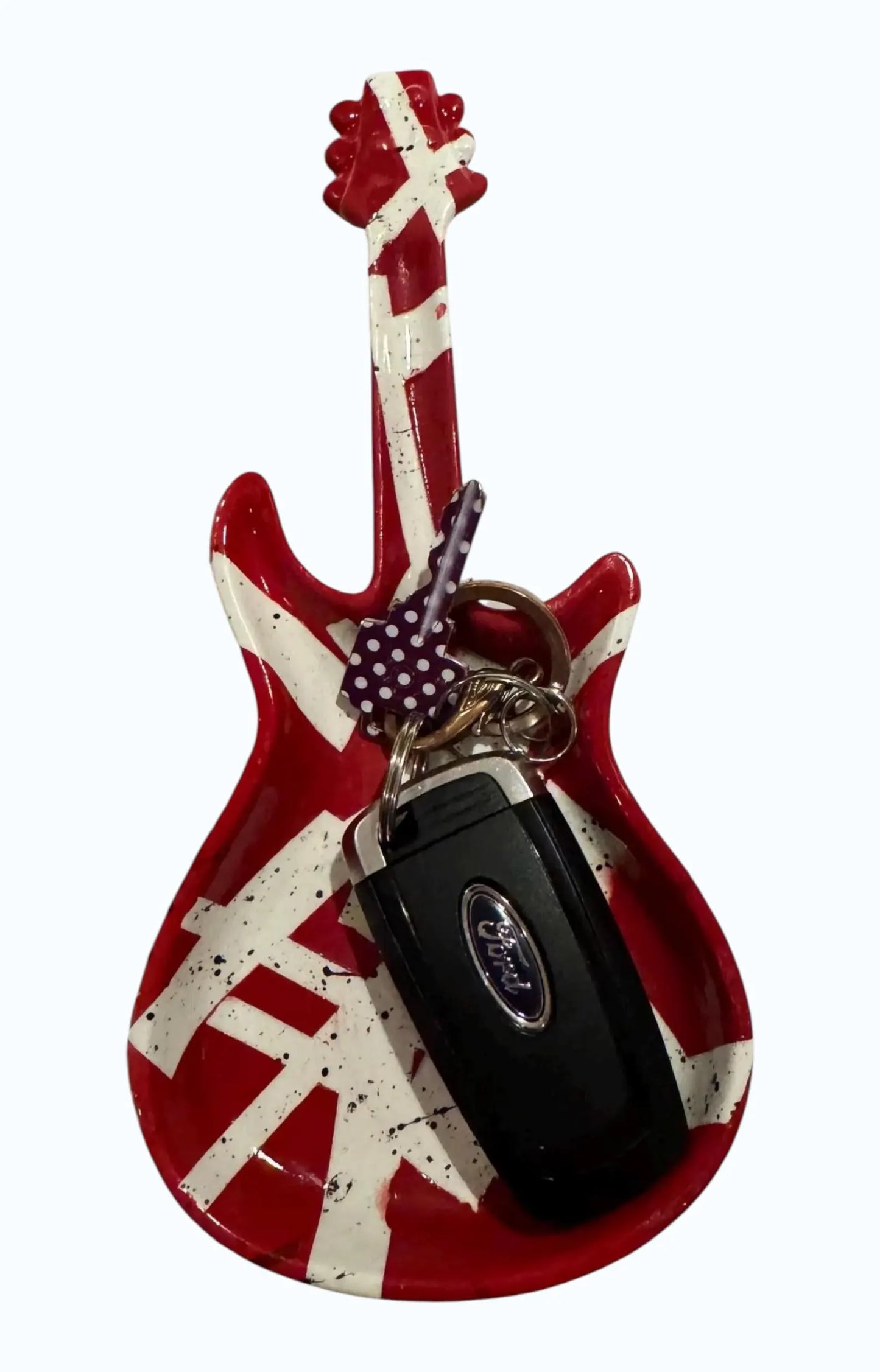 Guitar Shaped Ceramic Rolling Tray | Rock Inspired Handmade Stoneware | Desk Catchall
