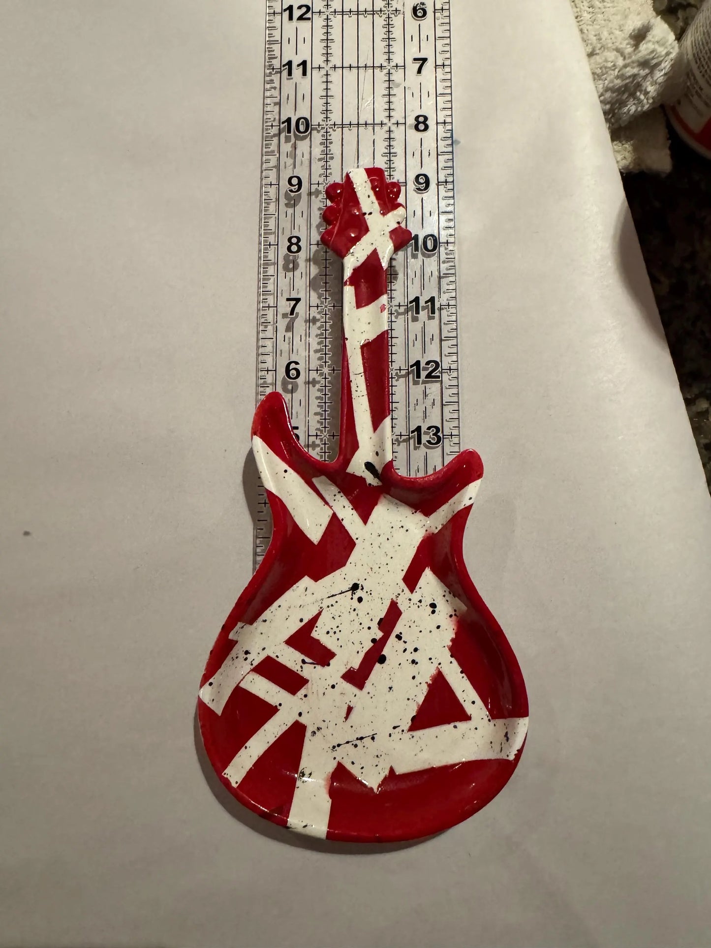 Guitar Shaped Ceramic Rolling Tray | Rock Inspired Handmade Stoneware | Desk Catchall