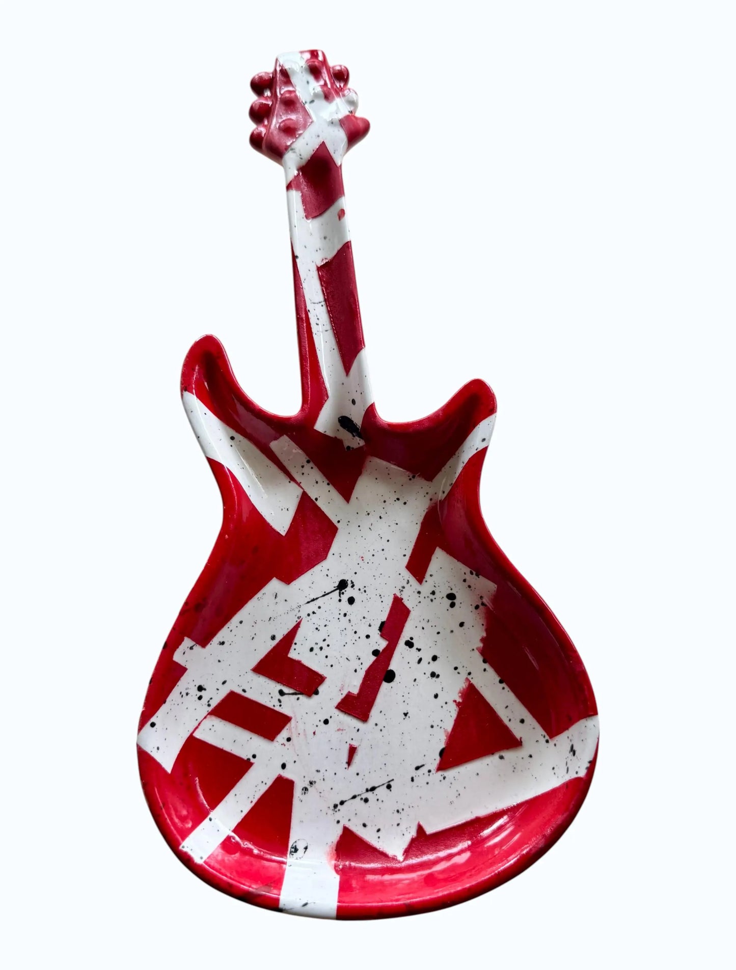 Guitar Shaped Ceramic Rolling Tray | Rock Inspired Handmade Stoneware | Desk Catchall