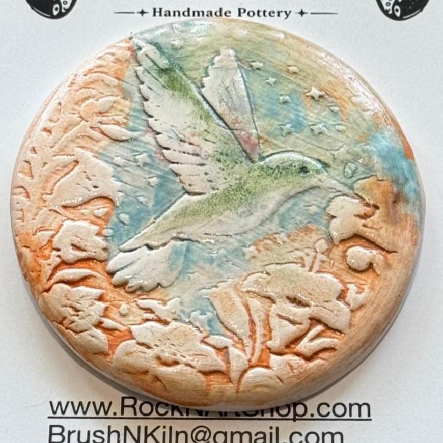 Handmade Bird Magnet | Ceramic Nature Fridge Magnet | Rustic Kitchen Decor | Robin and Hummingbird with Floral Designs