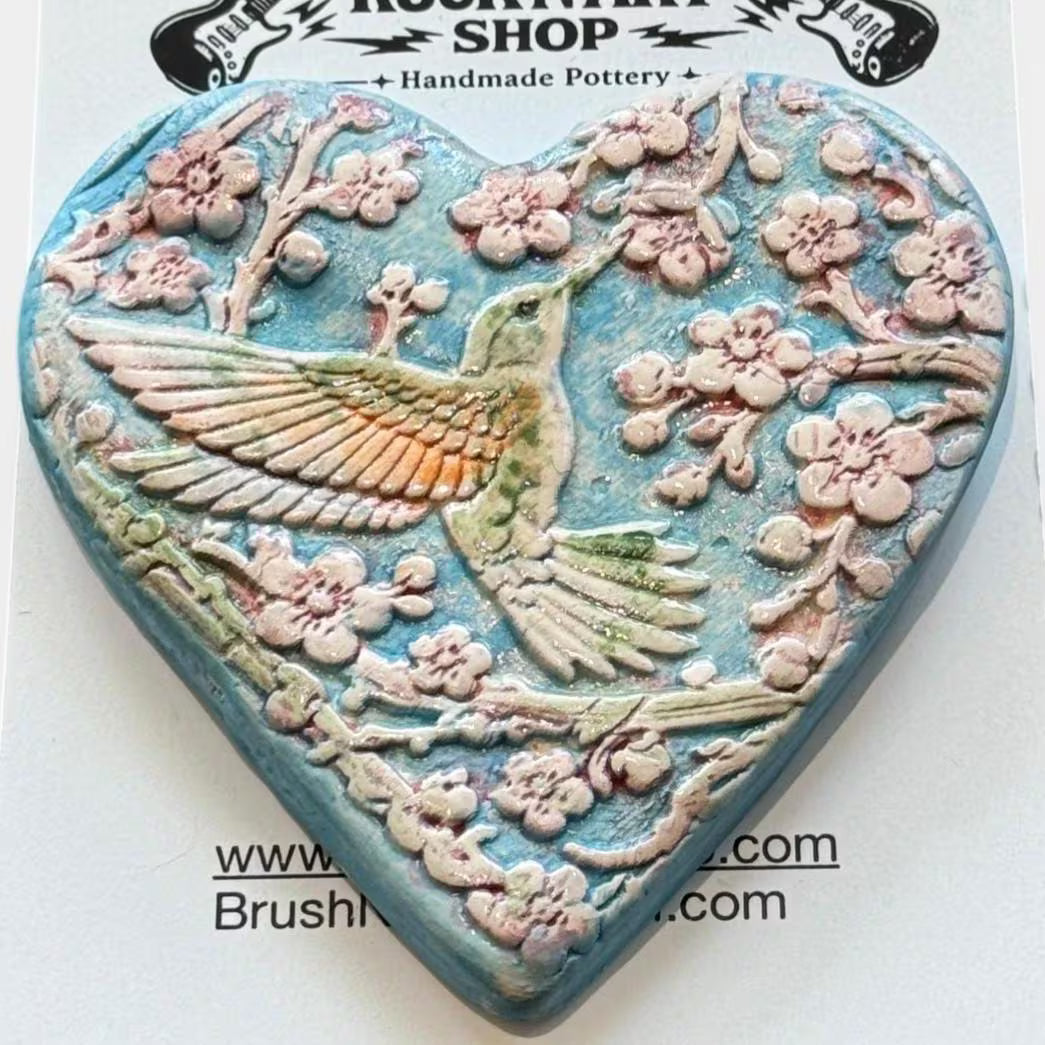 Handmade Bird Magnet | Ceramic Nature Fridge Magnet | Rustic Kitchen Decor | Robin and Hummingbird with Floral Designs