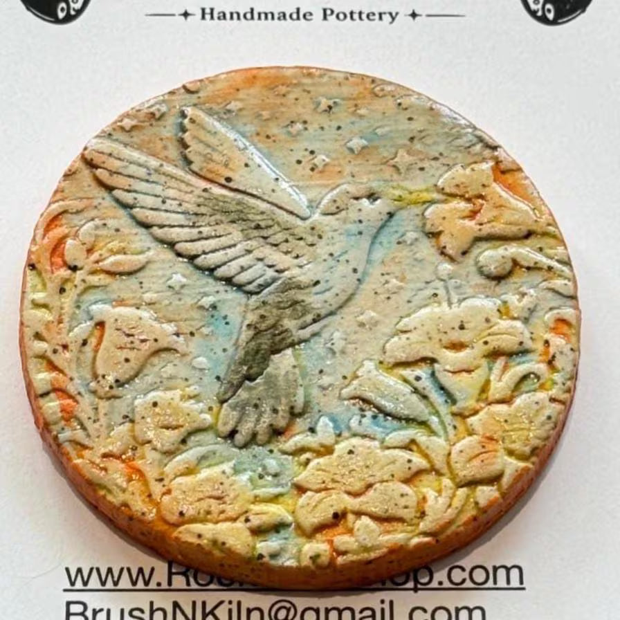Handmade Bird Magnet | Ceramic Nature Fridge Magnet | Rustic Kitchen Decor | Robin and Hummingbird with Floral Designs