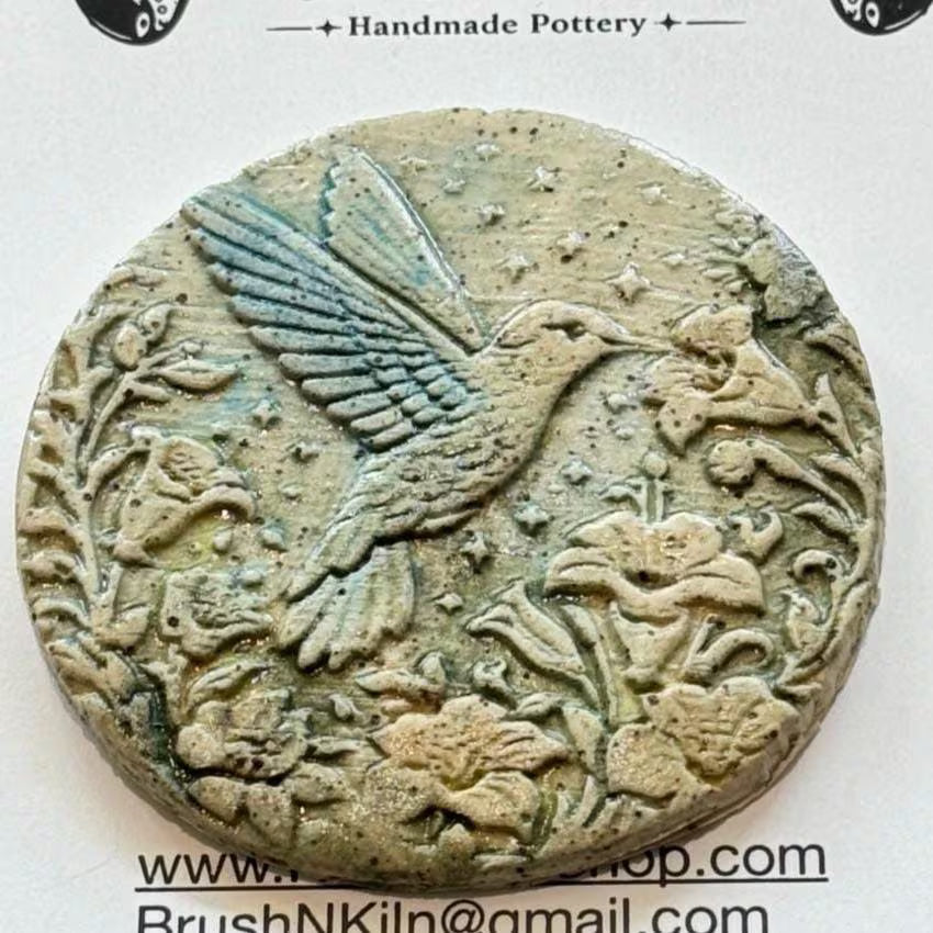Handmade Bird Magnet | Ceramic Nature Fridge Magnet | Rustic Kitchen Decor | Robin and Hummingbird with Floral Designs