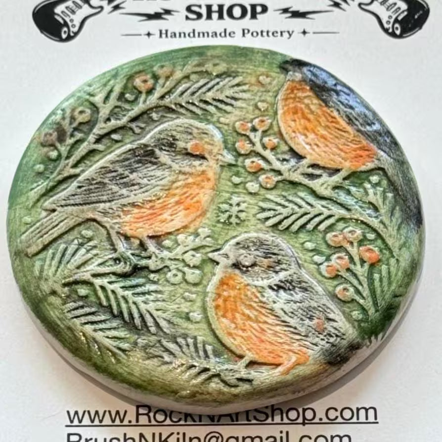 Handmade Bird Magnet | Ceramic Nature Fridge Magnet | Rustic Kitchen Decor | Robin and Hummingbird with Floral Designs