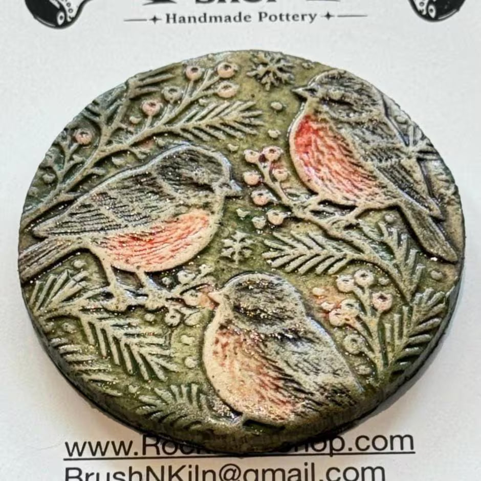 Handmade Bird Magnet | Ceramic Nature Fridge Magnet | Rustic Kitchen Decor | Robin and Hummingbird with Floral Designs