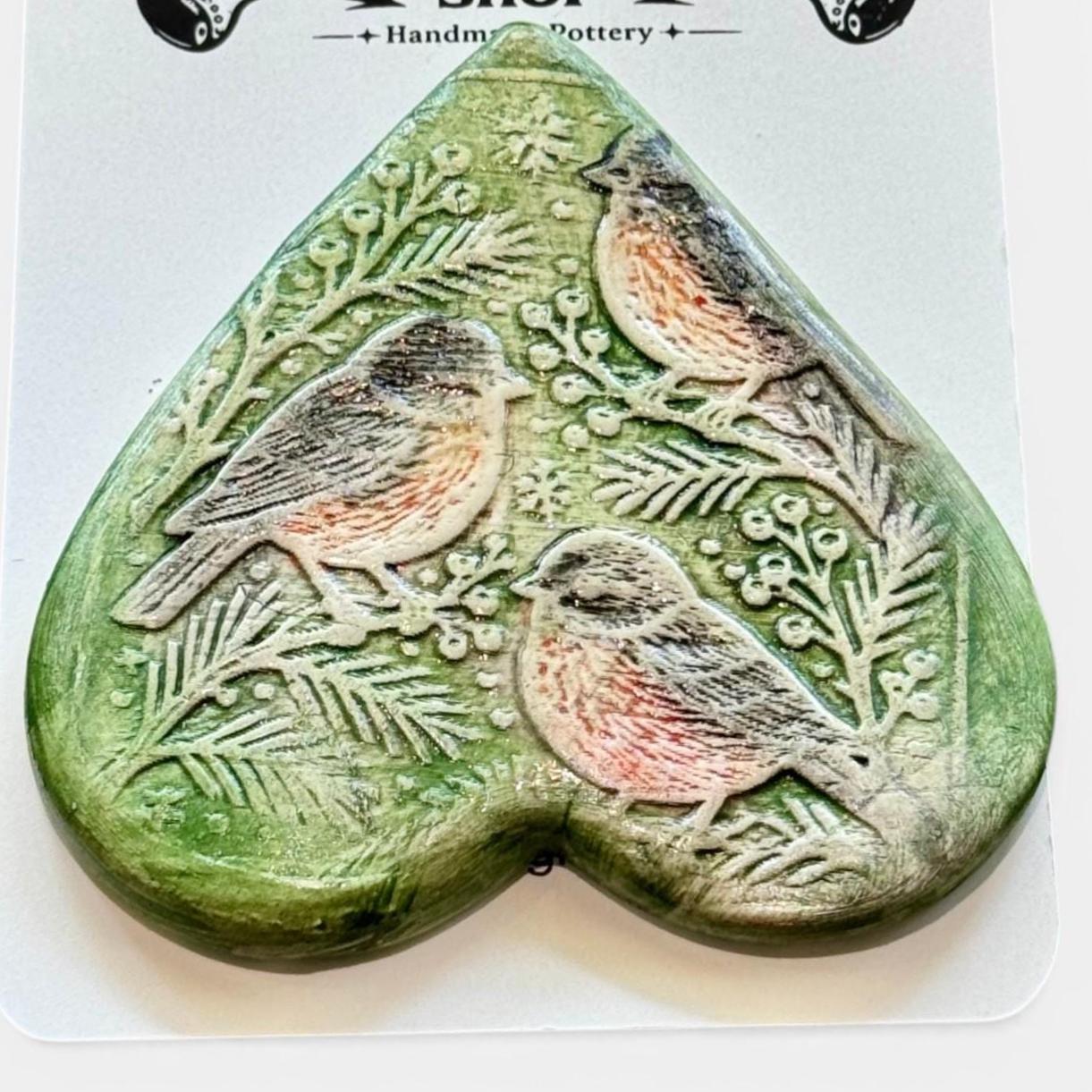 Handmade Bird Magnet | Ceramic Nature Fridge Magnet | Rustic Kitchen Decor | Robin and Hummingbird with Floral Designs