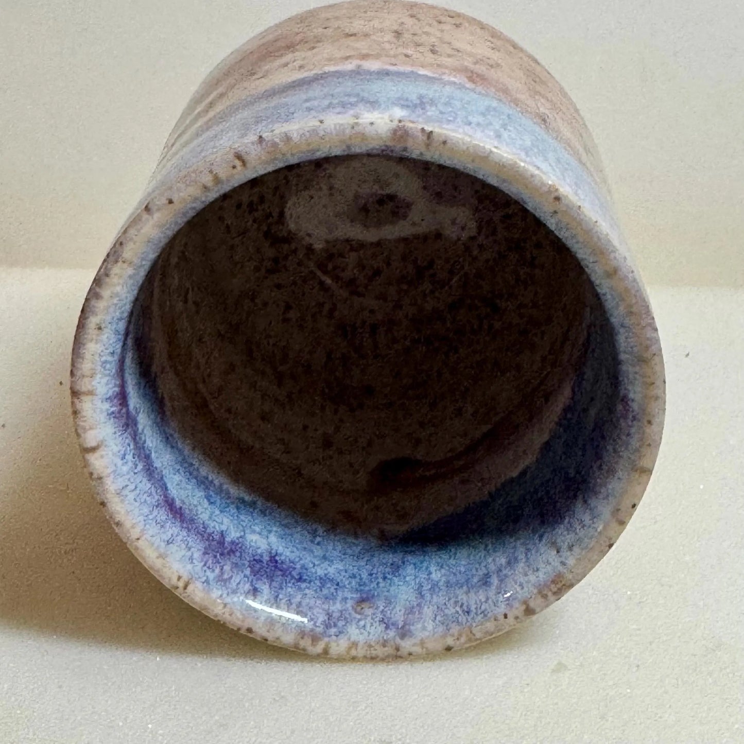 Handmade Ceramic Tumbler | 9 oz | Soft Blue & Lavender Glaze | Floral Relief Pottery Cup