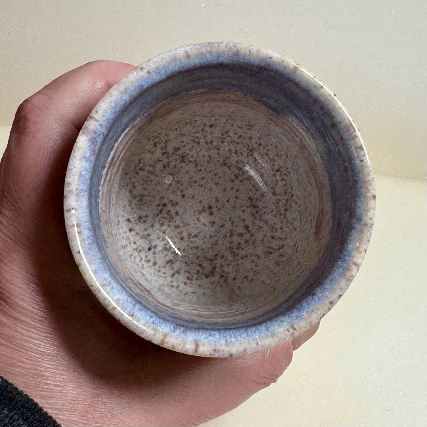 Handmade Ceramic Tumbler | 9 oz | Soft Blue & Lavender Glaze | Floral Relief Pottery Cup
