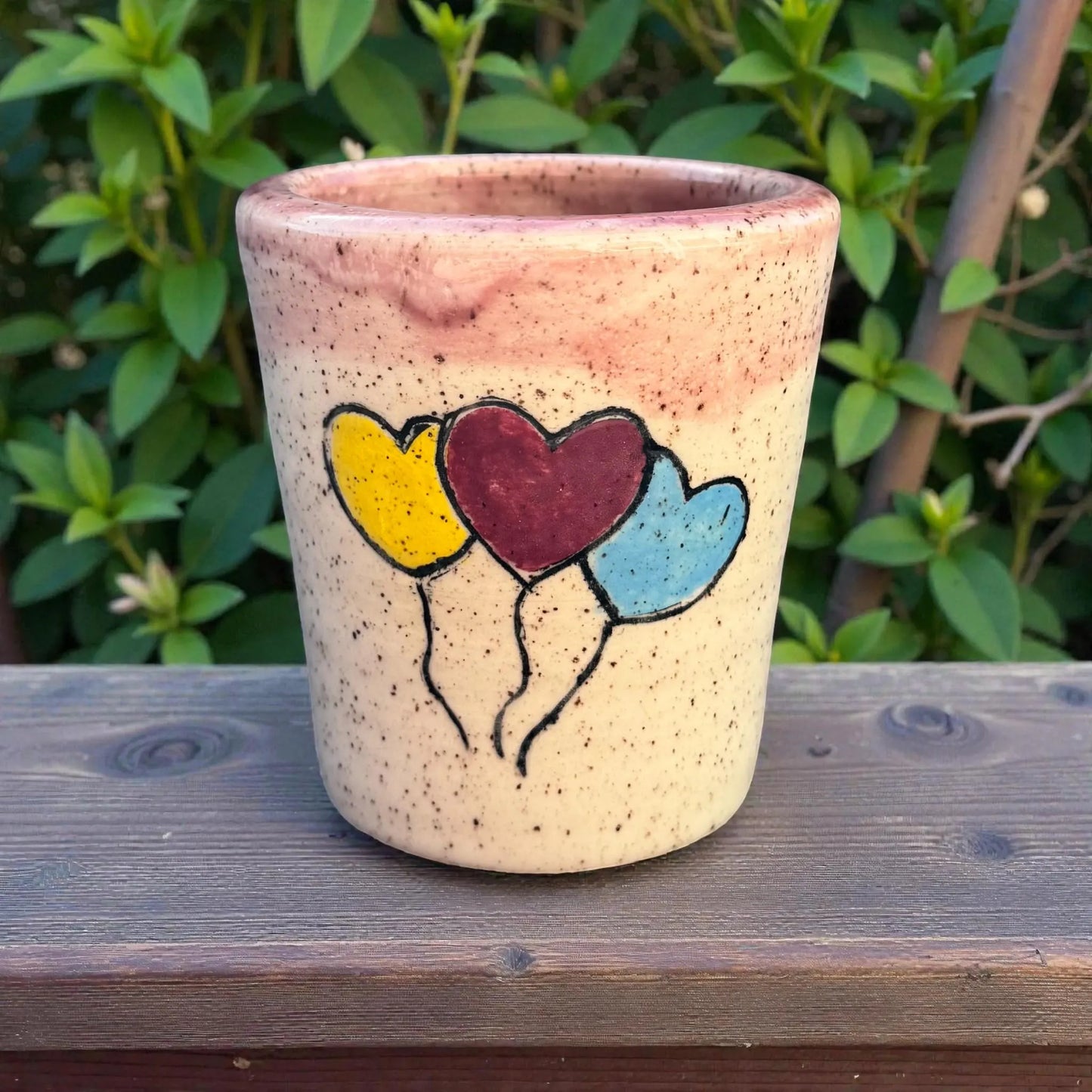 Handmade Heart Tumbler | Speckled Stoneware Cup | Romantic Gift