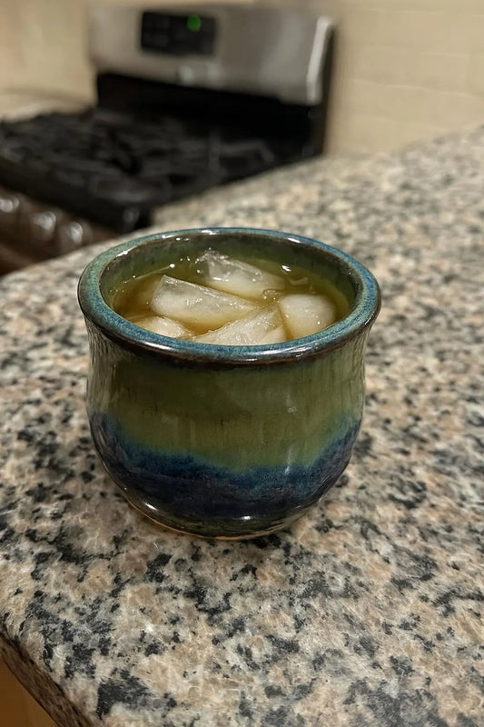 Handmade Porcelain Tumbler | Blue & Green Flowing Glaze | 8 oz Ceramic Cup | Wheel-Thrown Tea Cup | Wine Tumbler | Whiskey Cup