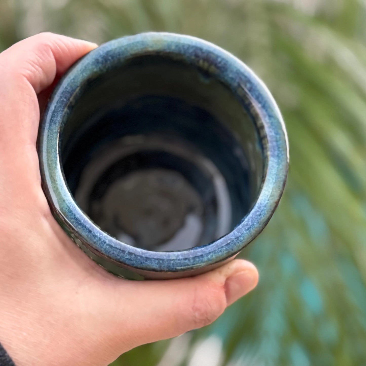 Handmade Porcelain Tumbler | Blue & Green Flowing Glaze | 8 oz Ceramic Cup | Wheel-Thrown Tea Cup | Wine Tumbler | Whiskey Cup