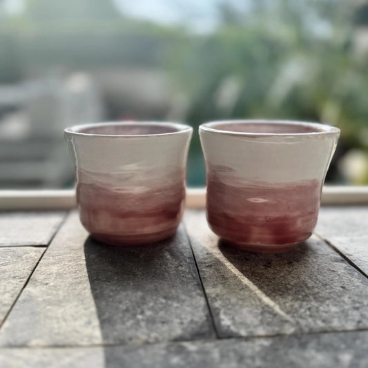 Handmade Porcelain Tumbler | White & Pink Ombre Glaze | 8 oz Ceramic Cup | Wheel-Thrown Tea Cup | Wine Tumbler | Whiskey Cup