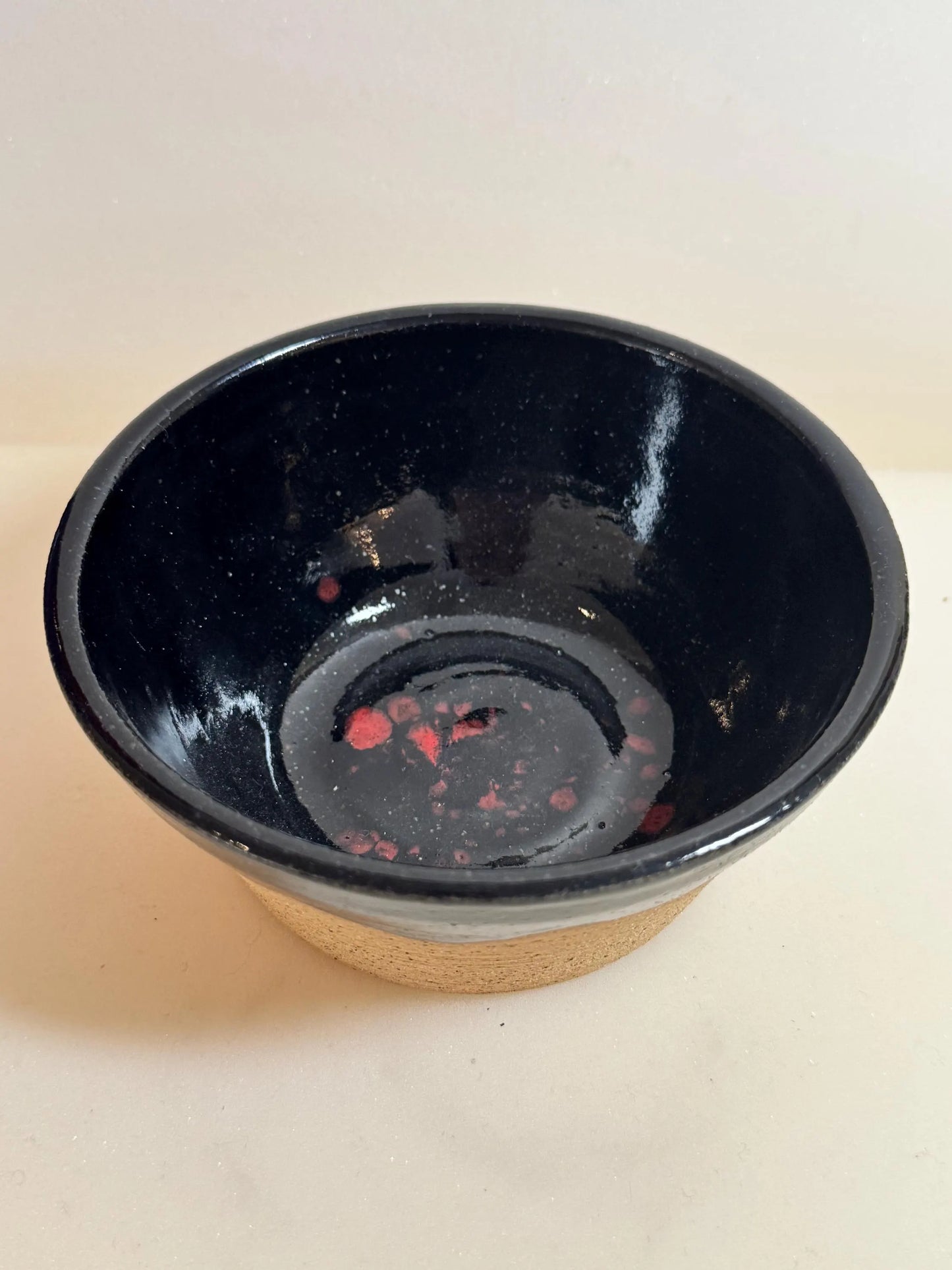 Handmade Speckled Ceramic Bowl | Black & Red Glaze | Wheel-Thrown Pottery