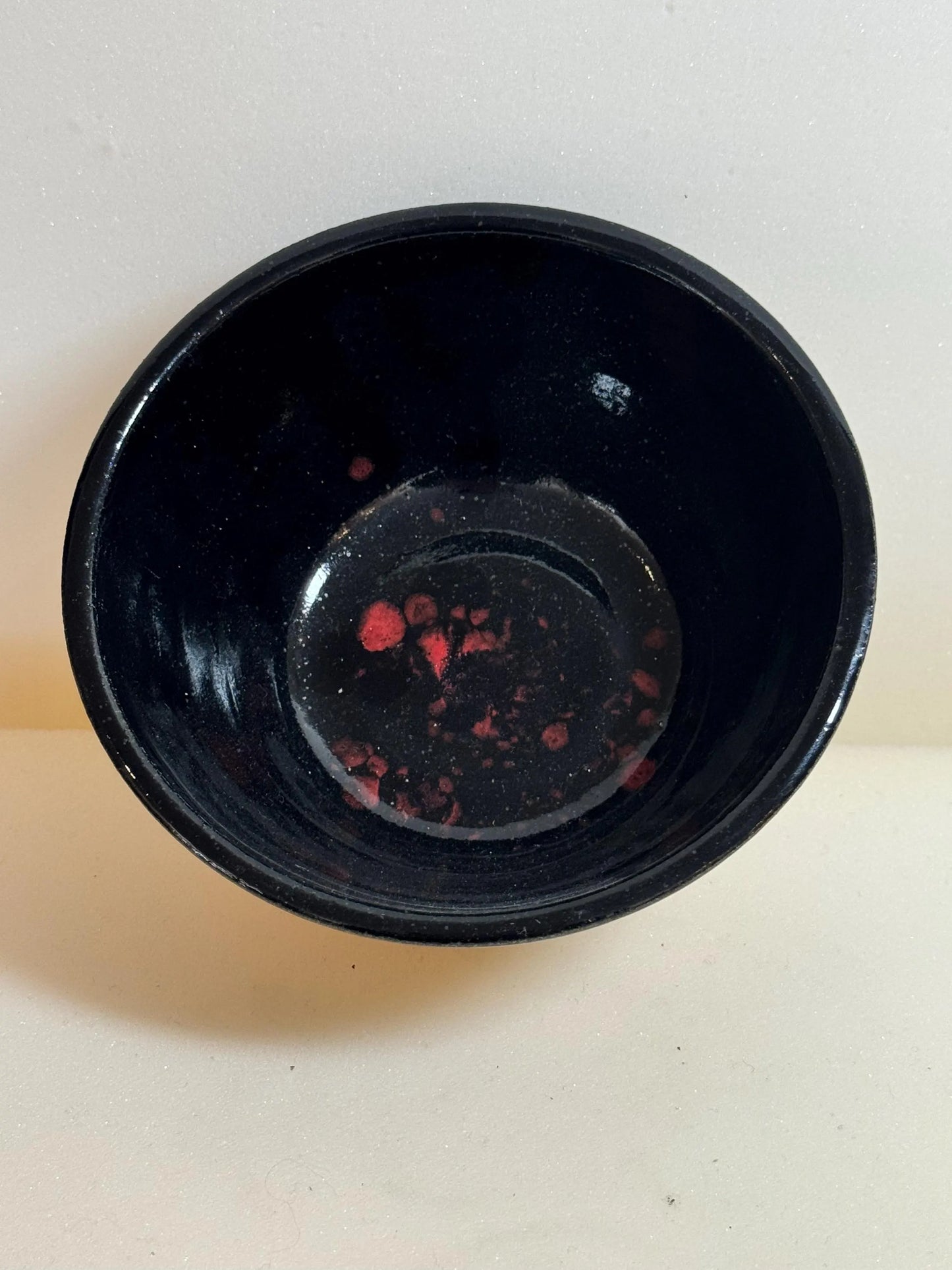 Handmade Speckled Ceramic Bowl | Black & Red Glaze | Wheel-Thrown Pottery