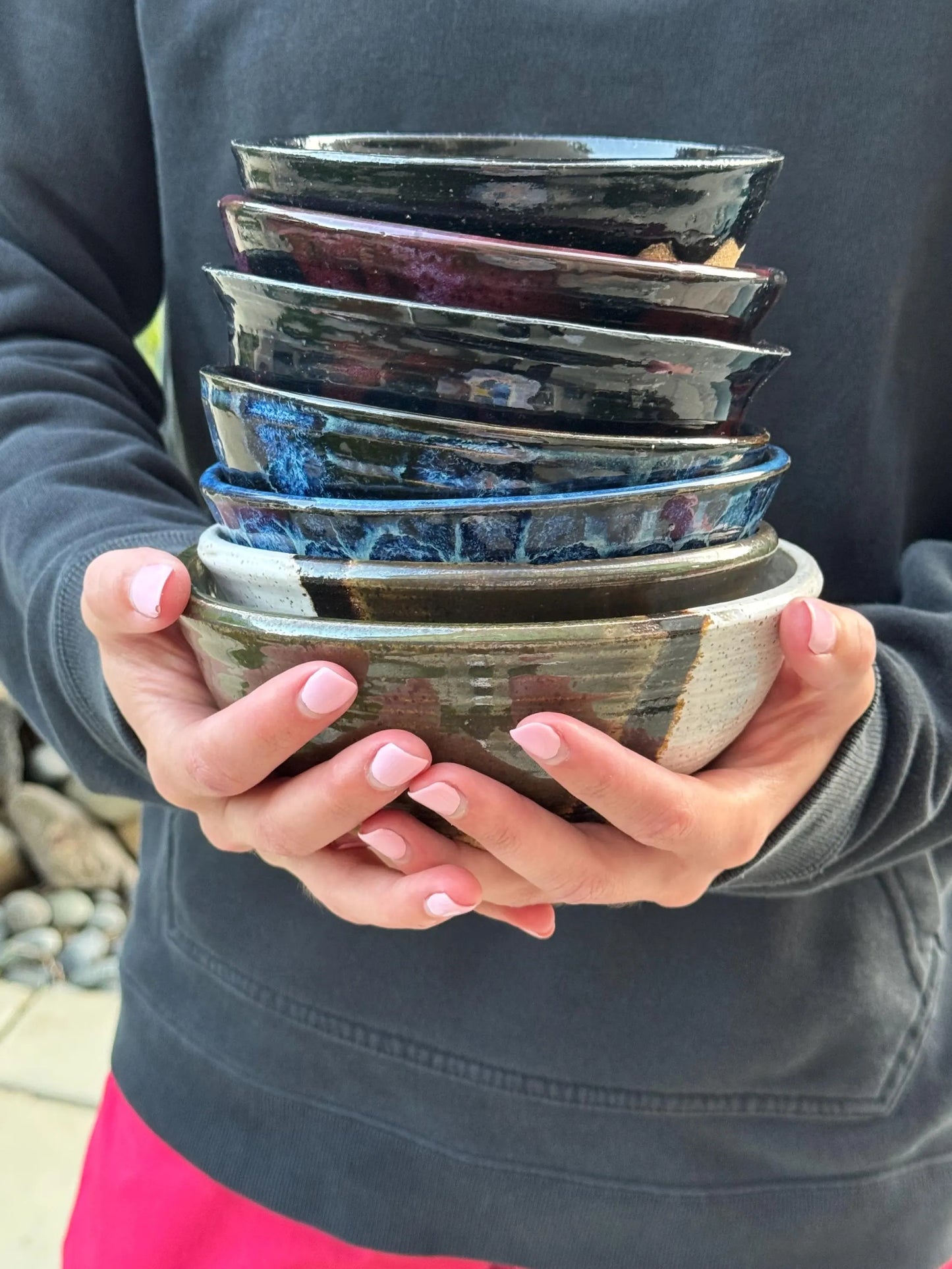Handmade Speckled Ceramic Bowl | Black & Red Glaze | Wheel-Thrown Pottery