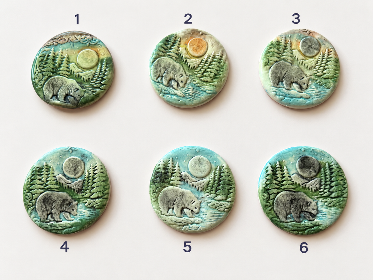Bear & Mountain Cabin Porcelain Magnets