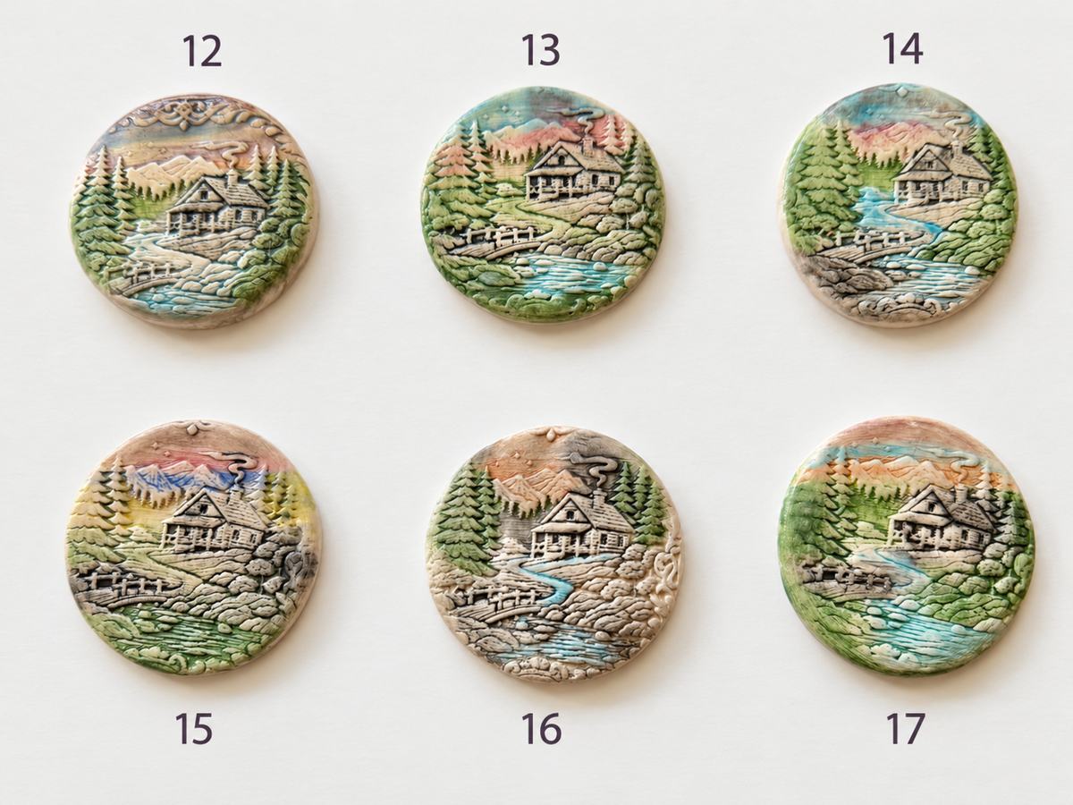 Bear & Mountain Cabin Porcelain Magnets