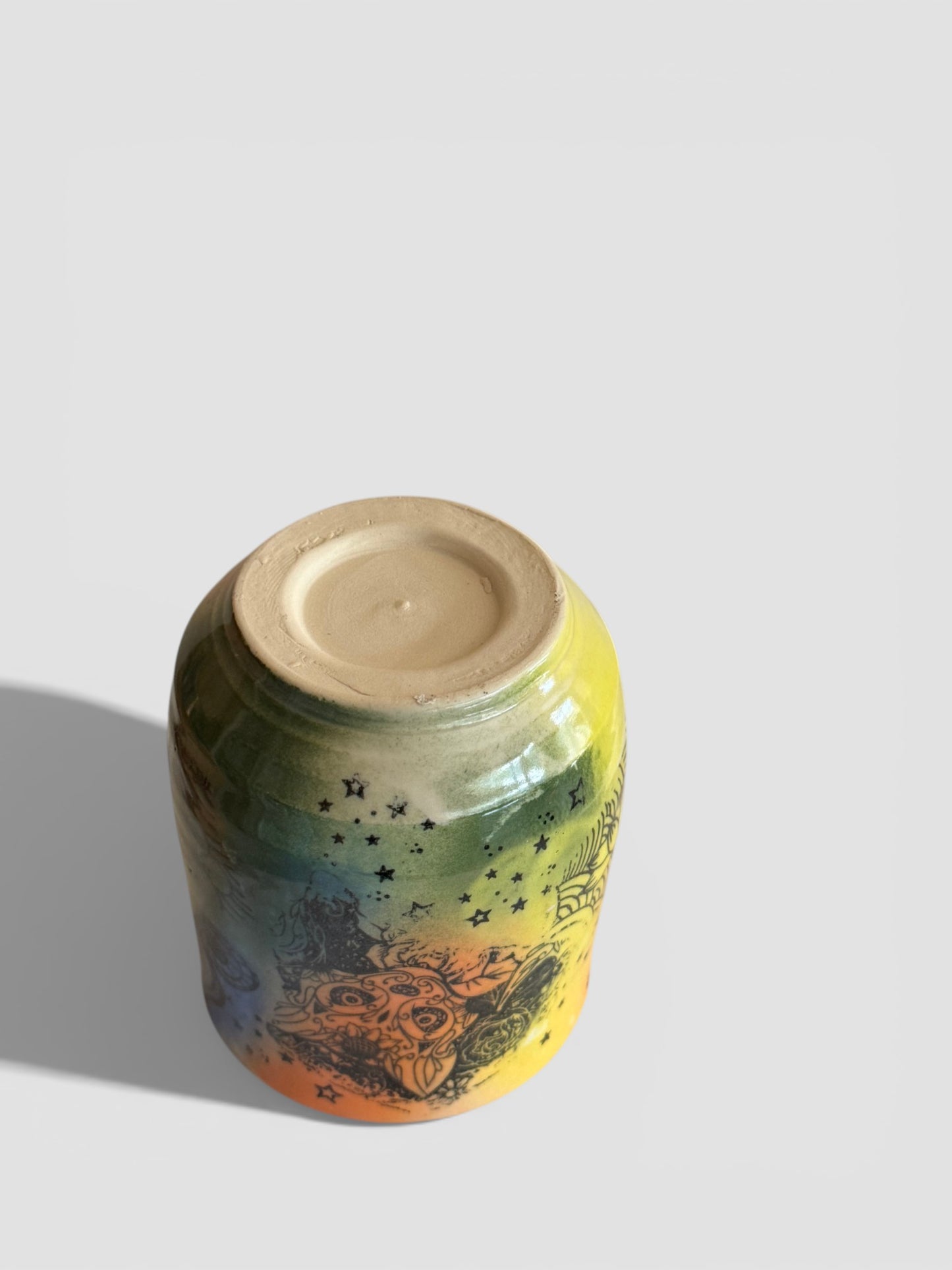 Sugar Skull Kitty Tumbler No. 2 | 10 oz Hand-Painted Stoneware | Original Pop Art Cup