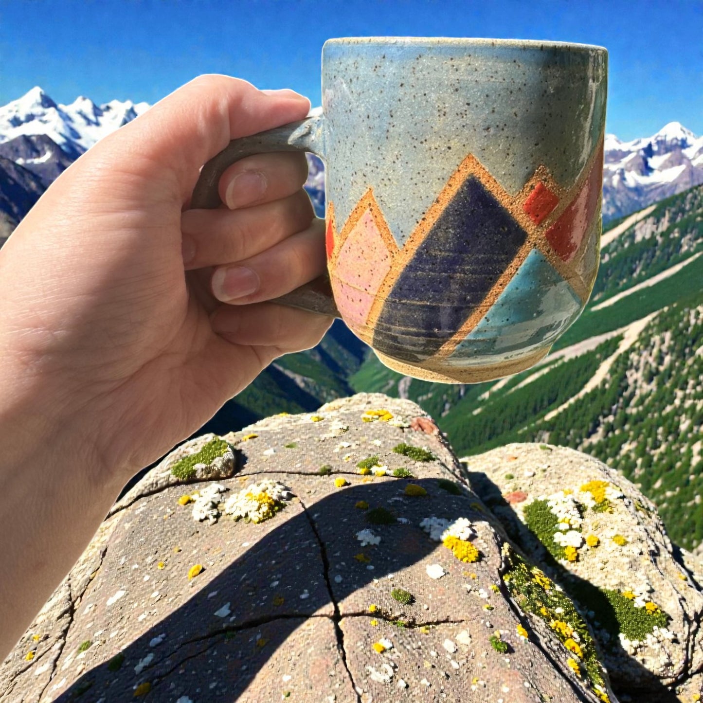 Mountain Mug No. 3 | Speckled Earth Tone Stoneware | Modern Geometric Handmade Pottery
