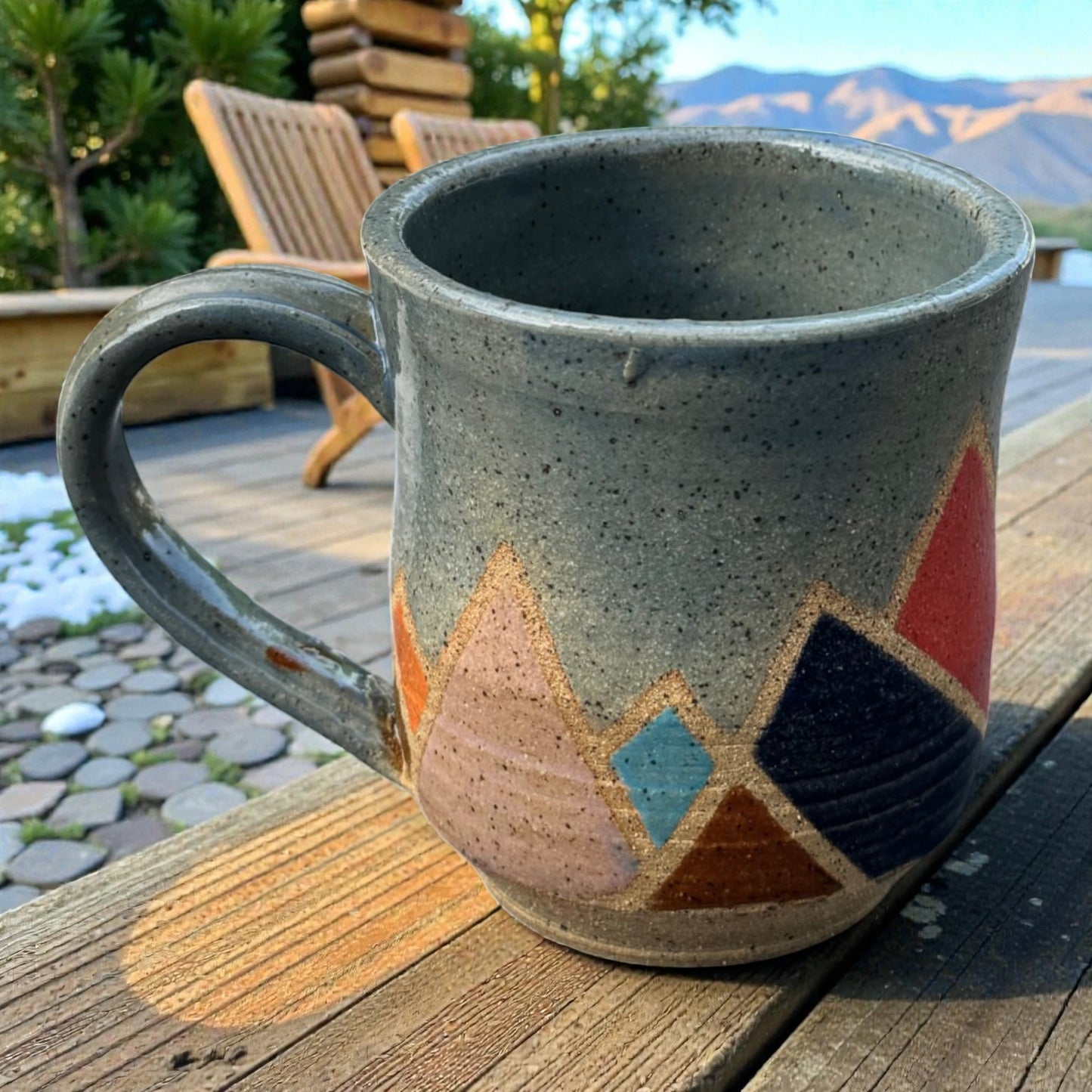 Mountain Mug No. 2 | Speckled Earth Tone Stoneware | Modern Geometric Handmade Pottery