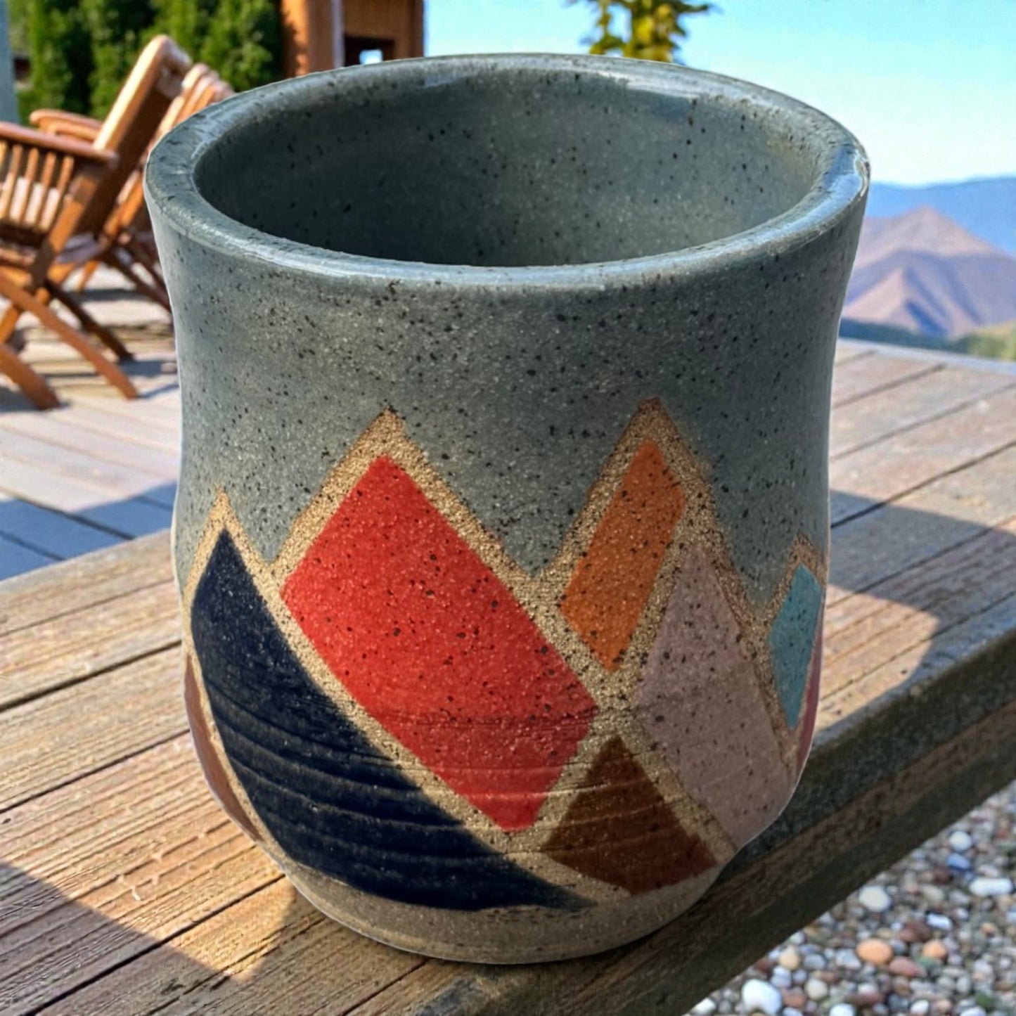 Mountain Mug No. 2 | Speckled Earth Tone Stoneware | Modern Geometric Handmade Pottery