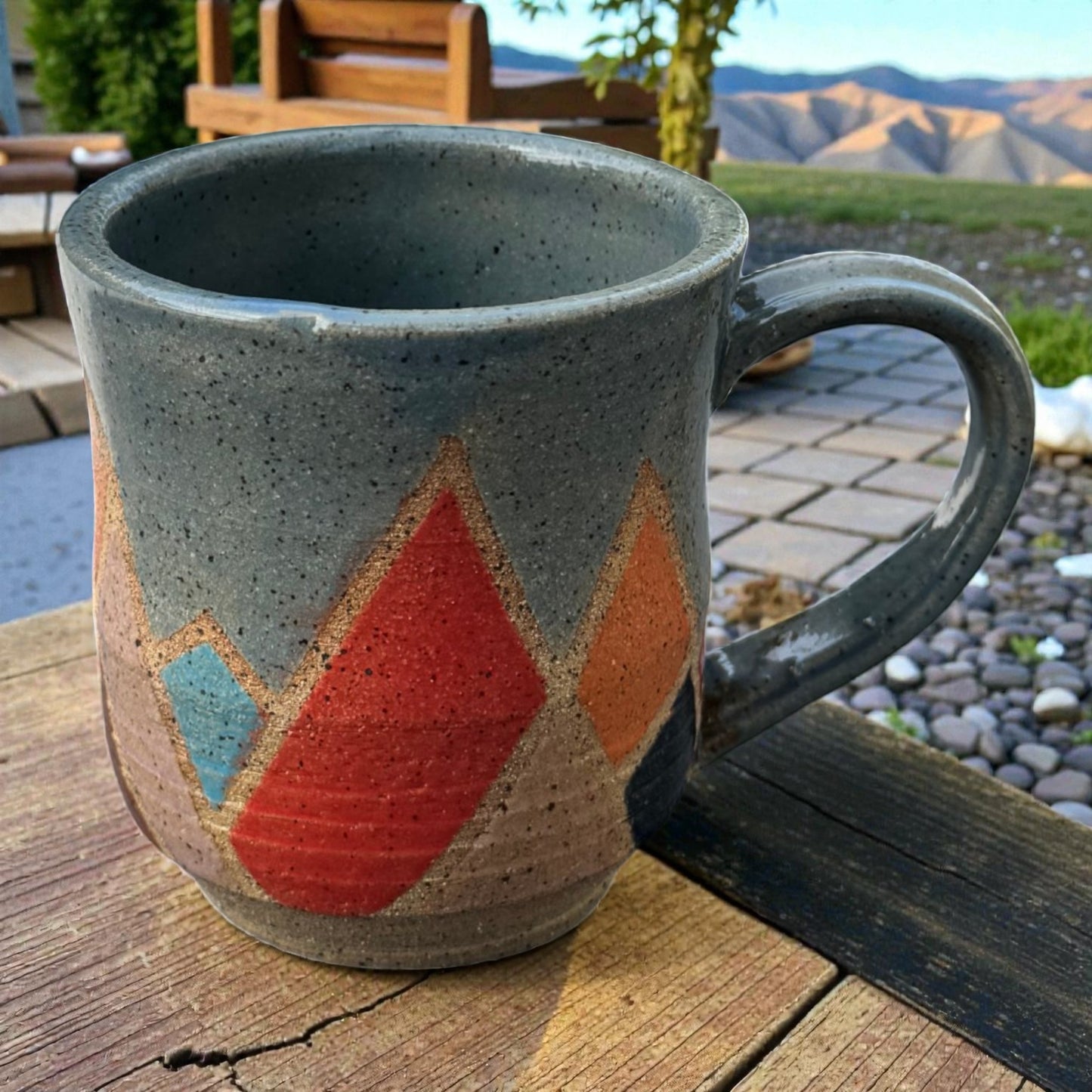 Mountain Mug No. 2 | Speckled Earth Tone Stoneware | Modern Geometric Handmade Pottery