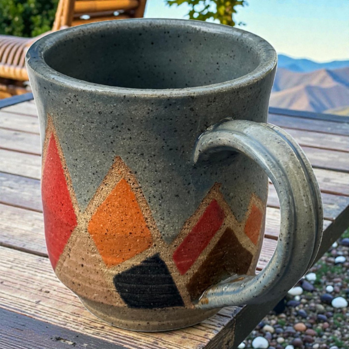 Mountain Mug No. 2 | Speckled Earth Tone Stoneware | Modern Geometric Handmade Pottery