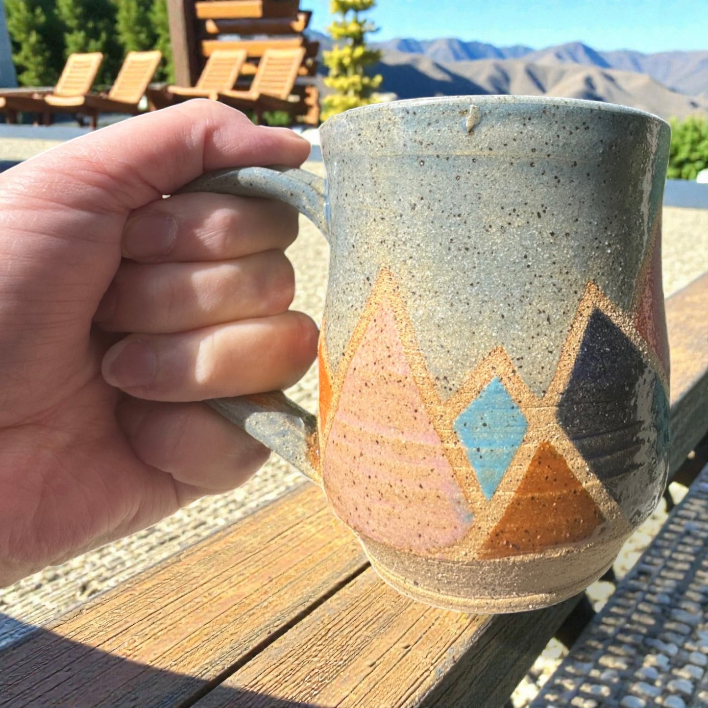 Mountain Mug No. 2 | Speckled Earth Tone Stoneware | Modern Geometric Handmade Pottery