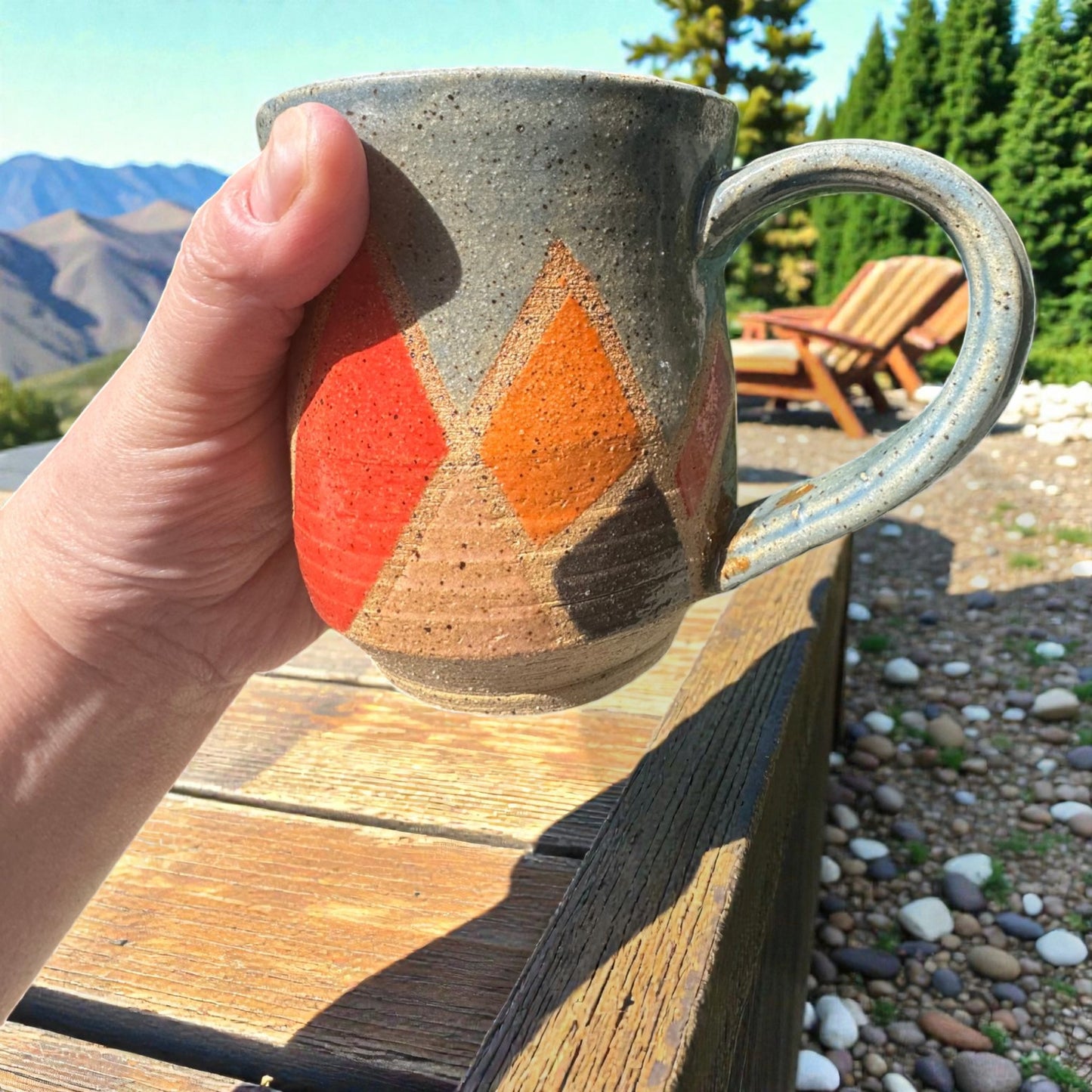 Mountain Mug No. 2 | Speckled Earth Tone Stoneware | Modern Geometric Handmade Pottery