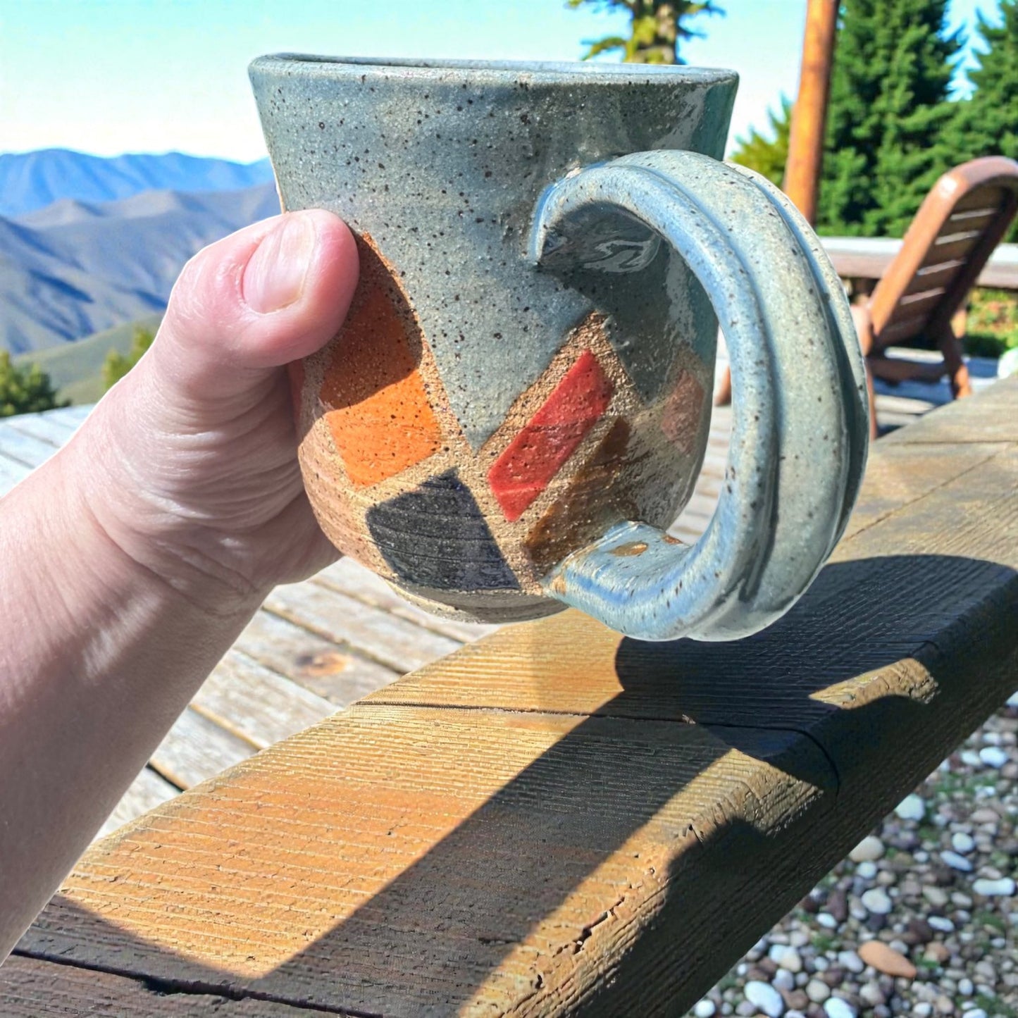 Mountain Mug No. 2 | Speckled Earth Tone Stoneware | Modern Geometric Handmade Pottery