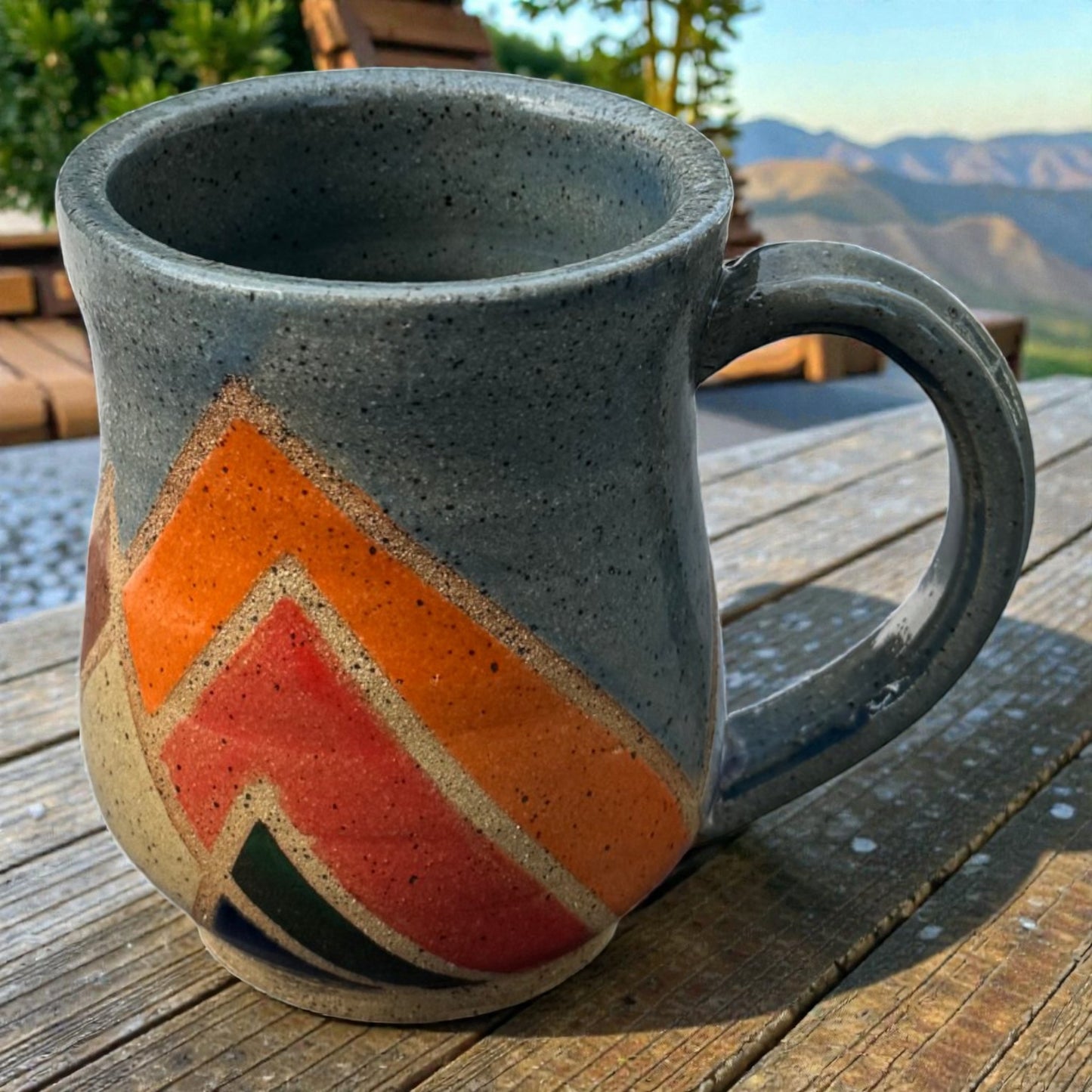 Mountain Mug | Speckled Earth Tone Stoneware | Modern Geometric Handmade Pottery