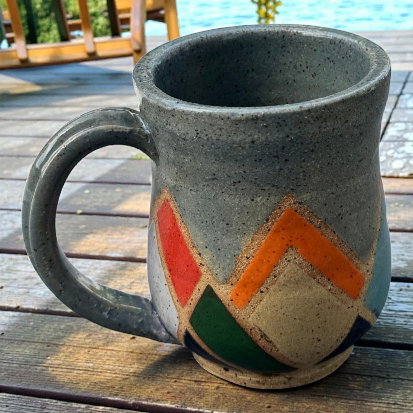 Mountain Mug | Speckled Earth Tone Stoneware | Modern Geometric Handmade Pottery