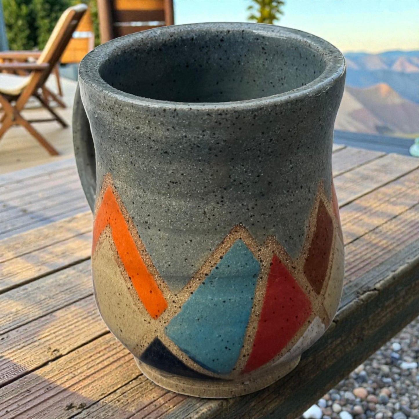 Mountain Mug | Speckled Earth Tone Stoneware | Modern Geometric Handmade Pottery