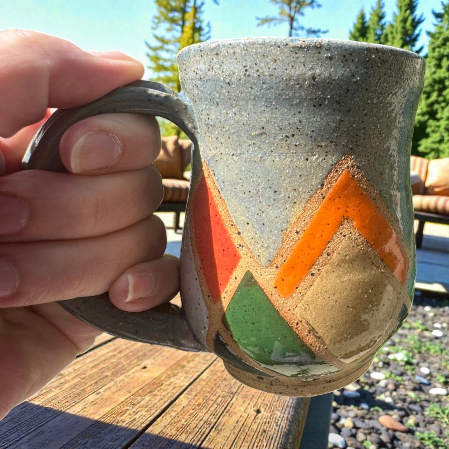 Mountain Mug | Speckled Earth Tone Stoneware | Modern Geometric Handmade Pottery