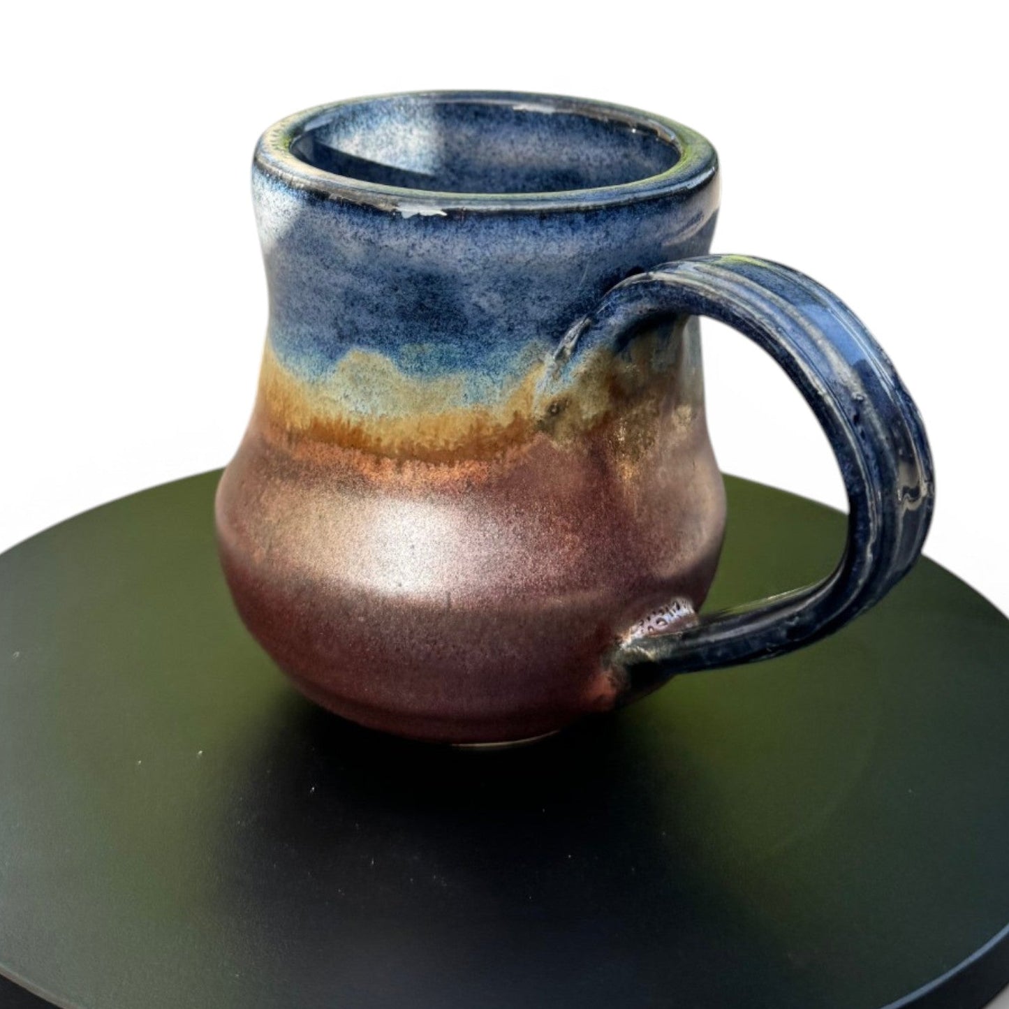 Midnight Blue & Ancient Copper Mug | Wheel Thrown Stoneware | Handmade Pottery Coffee Cup