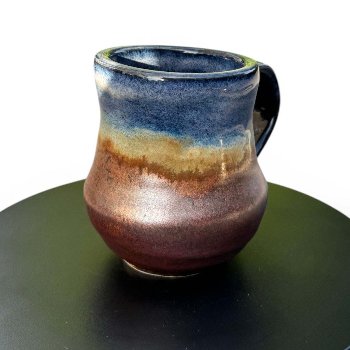 Midnight Blue & Ancient Copper Mug | Wheel Thrown Stoneware | Handmade Pottery Coffee Cup