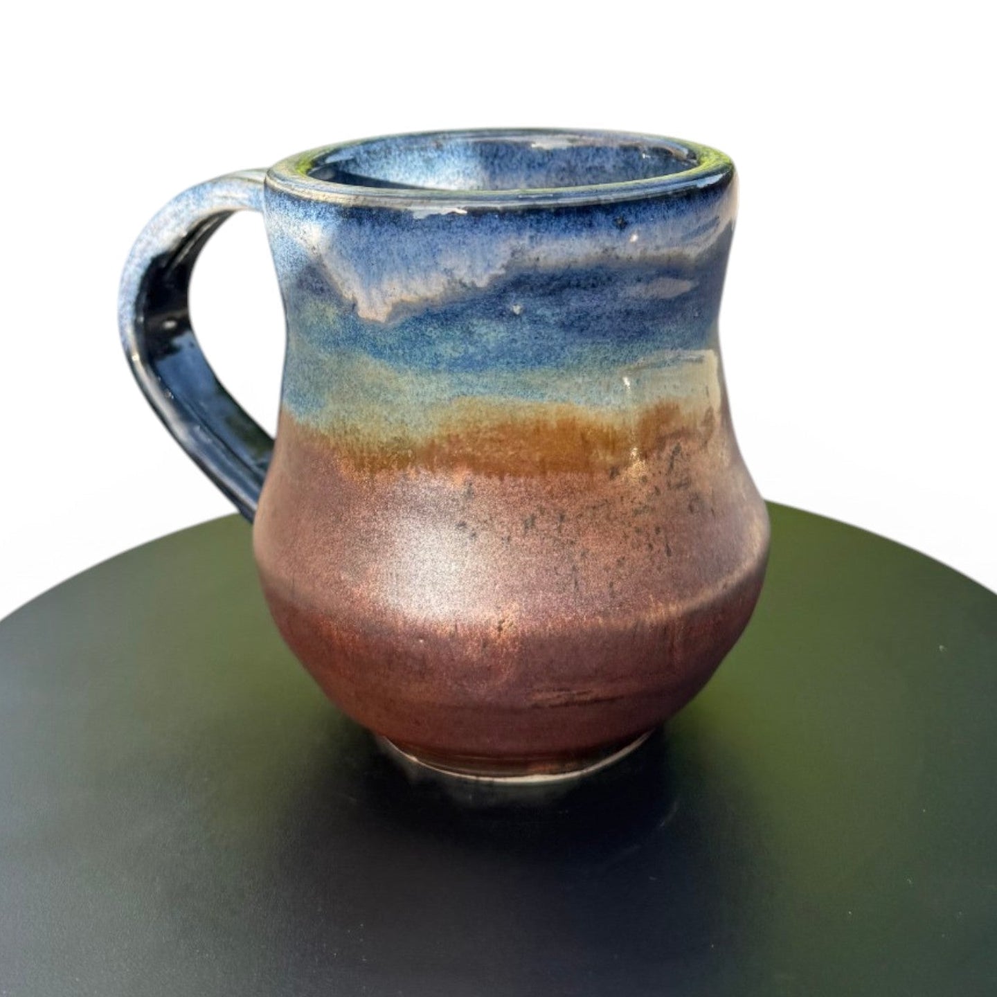 Midnight Blue & Ancient Copper Mug | Wheel Thrown Stoneware | Handmade Pottery Coffee Cup