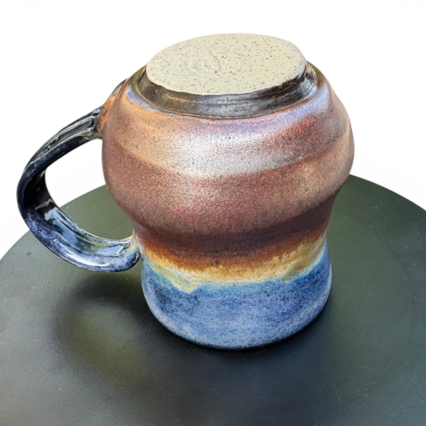Midnight Blue & Ancient Copper Mug | Wheel Thrown Stoneware | Handmade Pottery Coffee Cup