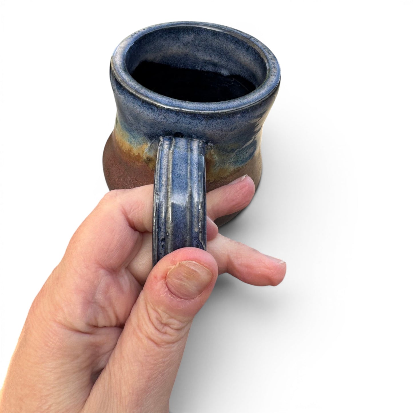 Midnight Blue & Ancient Copper Mug | Wheel Thrown Stoneware | Handmade Pottery Coffee Cup