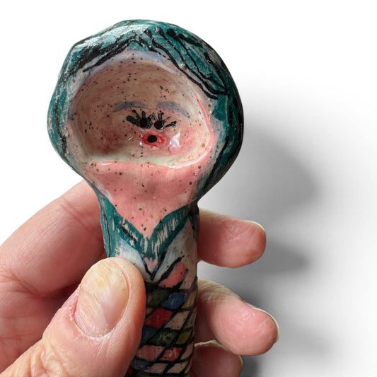 Handmade Stoneware Mermaid Pipe | Colorful Art Pipe | One of a Kind Ceramic Pipe