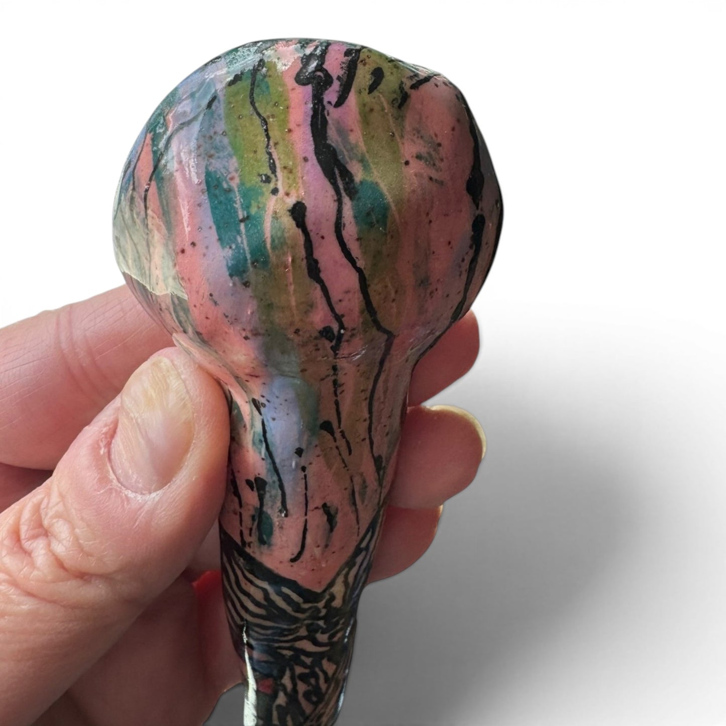 Handmade Stoneware Mermaid Pipe | Colorful Art Pipe | One of a Kind Ceramic Pipe